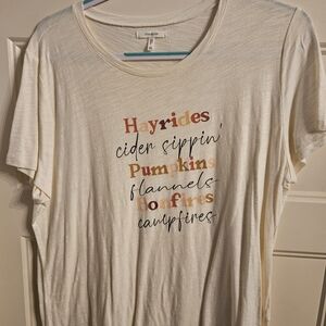 Universal Thread Cream Graphic Tee with Autumn Text